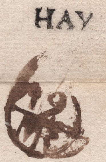 141676 1741 LETTER BUILTH, BRECON TO LONDON WITH SUPERB 'HAY' HAND STAMP (W1106).