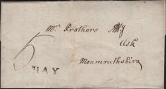 141678 1797 MAIL FFOSTILL, TALGARTH, BRECON TO USK WITH 'HAY' HAND STAMP (W1115).
