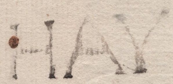 141680 CIRCA 1770-1778 MAIL PENHERRIG (?) TO LANDOVERY, MANUSCRIPT 'TURN AT HAY' AND VERY FINE 'HAY' HAND STAMP (W1112).