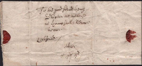 141683 1662 MAIL LONDON TO LICHFIELD WITHOUT LONDON BISHOP MARK.