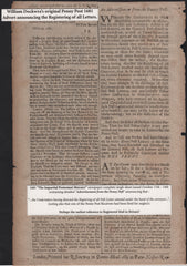 141684 1681 'THE IMPARTIAL PROTEFTANT MERCURY' NEWSPAPER WITH ANNOUNCEMENT BY WILLIAM DOCKWRA THAT ALL LETTERS WILL BE REGISTERED.