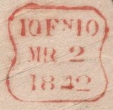 141687 1842 1D MULREADY WRAPPER USED IN LONDON, SUPERB BLACK MALTESE CROSS AND 'T.P/Clapham Rd' RECEIVERS HAND STAMP IN BLUE.
