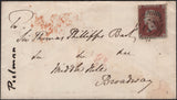 141692 1854 MAIL LONDON TO BROADWAY, WORCS WITH HENRY ARCHER EXPERIMENTAL PERFORATION 1D PL.93 (SG16b)(DC).
