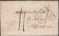 141696 1829 MAIL LONDON TO PENKRIDGE, STAFFS WITH 'STAFFORD/Penny Post' HAND STAMP (ST604).