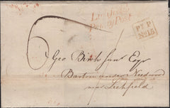 141697 1838 MAIL HANDSWORTH, BIRMINGHAM TO LICHFIELD WITH HANDSWORTH 'PY P/No15' HAND STAMP (BM261) AND 'Lichfield/Penny Post' HAND STAMP (ST350).