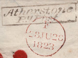 141698 1823 LETTER APPLEBY, WARKS TO WOKINGHAM WITH 'Atherston/Py Post' HAND STAMP (WA30) AND 'No.3' RECEIVERS HAND STAMP OF APPLEBY.