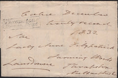 141703 1832 MAIL CALNE, WILTS TO THRAPSTON, NORTHANTS WITH 'CALNE' HAND STAMP (W117) AND 'Thrapston/Penny Post' HAND STAMP (NN221).