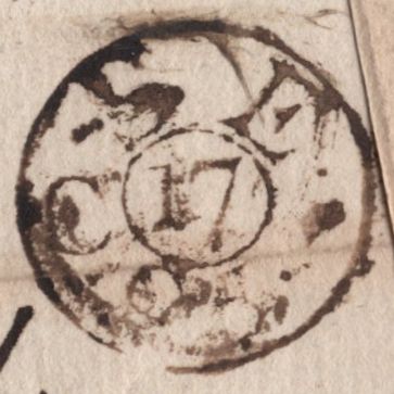 141706 1795 MAIL HUNTINGDON TO LONDON WITH 'HUNTINGDON' CONCAVE HAND STAMP (HN39).