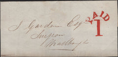 141709 1840-43 MAIL USED LOCALLY MARLBOROUGH, WILTS WITH 'PAID/1' UNIFORM PENNY POST HAND STAMP (WL451).