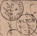 141718 1873 '685' 3VOS CANCELLATION OF WILTON, WILTS ON QV ½D MAUVE POST CARD.