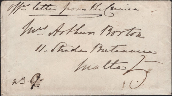 141719 1855 CRIMEA WAR MAIL FROM THE CRIMEA TO MALTA CHARGED '5'.