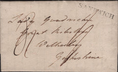 141723 1815 MAIL MARGATE TO WETHERBY WITH 'SANDWICH' HAND STAMP (KT989).