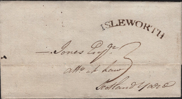 141725 1798 MAIL ISLEWORTH, MIDDLESEX TO LONDON WITH 'ISLEWORTH' CONVEX STYLE HAND STAMP (MX161).