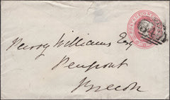 141729 1861 1D PINK HAY,  USED LOCALLY IN  BRECON WITH '347' CANCELLATION OF HAY.