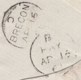 141729 1861 1D PINK HAY,  USED LOCALLY IN  BRECON WITH '347' CANCELLATION OF HAY.