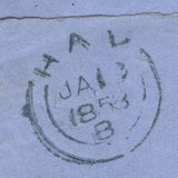 141730 1858 MAIL HAY, BRECON TO HEREFORD WITH DIE 2 1D (SG40) '347' CANCELLATION OF HAY.