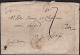 141731 1754 MAIL HAY, BRECON TO SEAFORD, SUSSEX WITH MANUSCRIPT 'by London' AND FINE 'HAY' HANDSTAMP (W1106).