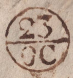 141731 1754 MAIL HAY, BRECON TO SEAFORD, SUSSEX WITH MANUSCRIPT 'by London' AND FINE 'HAY' HANDSTAMP (W1106).