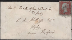 141732 1851 MOURING ENVELOPE HAY, BRECON TO HEREFORD WITH 1D (SG8) CANCELLED '347'  NUMERAL OF HAY.