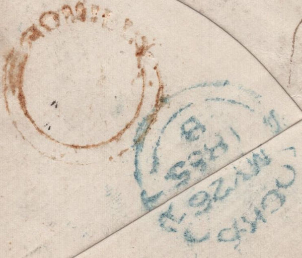 141735 1855 MAIL ROMILEY, CHESHIRETO MACCLESFIELD WITH 1D (SG21) AND 'ROMILEY' UDC.