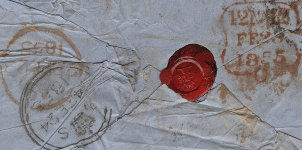 141737 1855 MAIL FROM THE CRIMEAN WAR TO ENGLAND, CHARGE '6', OFFICERS RATE.