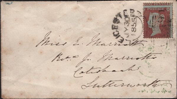 141738 1855 MAIL WANLIP, LEICS TO COTESBACH, LEICS WITH 1D (SG17) AND 'WANLIP' UDC.