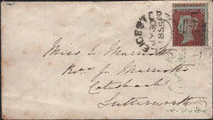 141738 1855 MAIL WANLIP, LEICS TO COTESBACH, LEICS WITH 1D (SG17) AND 'WANLIP' UDC.