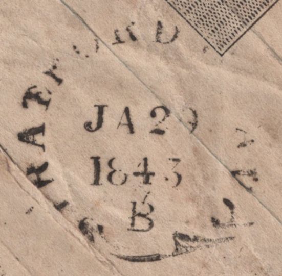 141740 1843 1D MULREADY ADVERT 'ATLAS ASSURANCE COMPANY' (MA103i) USED EXAMPLE LONDON TO STRATFORD UPON AVON.