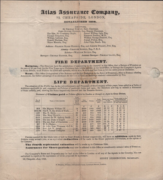 141743 1842 1D MULREADY ADVERT 'ATLAS ASSURANCE COMPANY' (MA103h) VERY FINE USED LONDON TO WYMONDHAM.