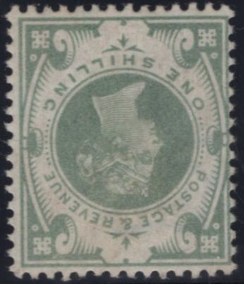 141749 1887 1S DULL GREEN WATERMARK INVERTED (SG211Wi) GOOD TO FINE O.G.