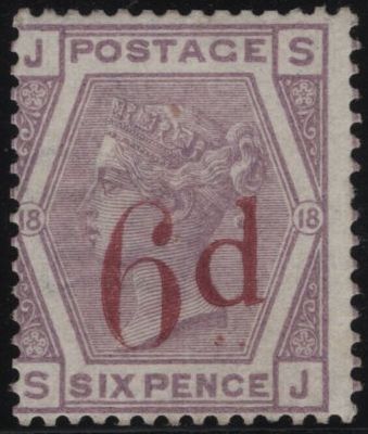 141750 1883 6D ON 6D LILAC (SG162) FINE O.G. WITH VARIETY 'SLANTING DOTS' LETTERED SJ (SPEC K8Be).
