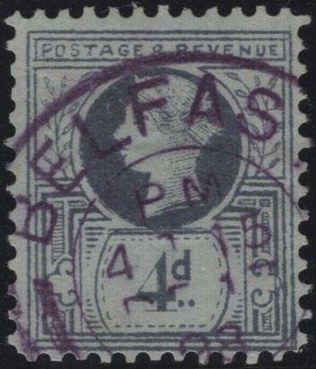 141752 1887 2½D JUBILEE (SG201) 'BELFAST FORGERY'.