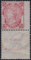 141756 1862 3D PALE-CARMINE ROSE (SG77) SUPERB UNUSED LOWER MARGINAL EXAMPLE.