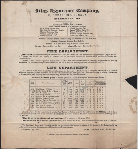 141762 1843 1D MULREADY WRAPPER 'ATLAS ASSURANCE COMPANY' ADVERT (MA103k) FINE USED WOLVERHAMPTON TO BIRMINGHAM.