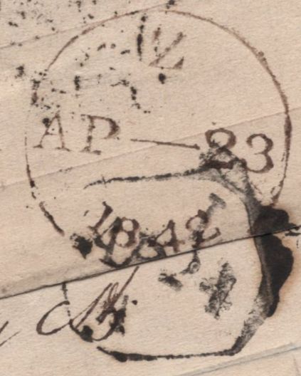 141764 1842 1D MULREADY ADVERT 'ATLAS ASSURANCE COMPANY' (MA103f) VERY FINE USED LONDON TO LIVERPOOL.