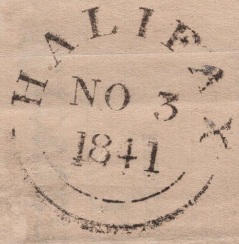 141771 1841 1D MULREADY ADVERT 'CLERICAL, MEDICAL AND GENERAL LIFE ASSURANCE SOCIETY' USED HALIFAX TO BRADFORD WITH 'WILLIAM CRAVEN, SOLICITOR, AGENT, HALIFAX' AT LOWER RIGHT (MA113j).