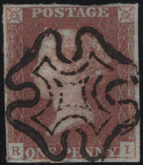 141777 1841 1D RED PL.8 (SG7)(RI) FINE USED.