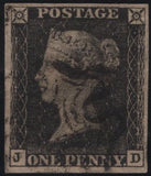 141779 1840 MATCHED PAIR 1D BLACK PL.6 (SG2) LETTERED JD WITH BLACK AND RED MALTESE CROSSES.