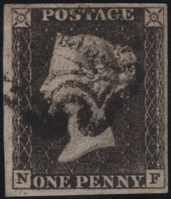 141780 1840-41 MATCHED TRIO 1D BLACKS PL.1A (SG3), PL.1B (SG2) AND PENNY RED PL.1B (SG7) LETTERED NF.