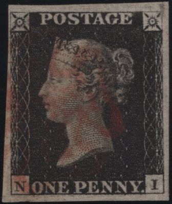 141781 1840-41 MATCHED TRIO 1D BLACKS PL.1A (SG3), PL.1B (SG2) AND PENNY RED PL.1B (SG7) LETTERED NI.