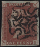 141783 1840-41 MATCHED TRIO 1D BLACKS PL.1A (SG2), PL.1B (SG2) AND PENNY RED PL.1B (SG7) LETTERED QB.