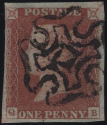 141783 1840-41 MATCHED TRIO 1D BLACKS PL.1A (SG2), PL.1B (SG2) AND PENNY RED PL.1B (SG7) LETTERED QB.