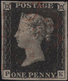 141785 1840-41 MATCHED PAIR 1D BLACK PL.1B (SG2) AND 1D RED (SG7) LETTERED PK.