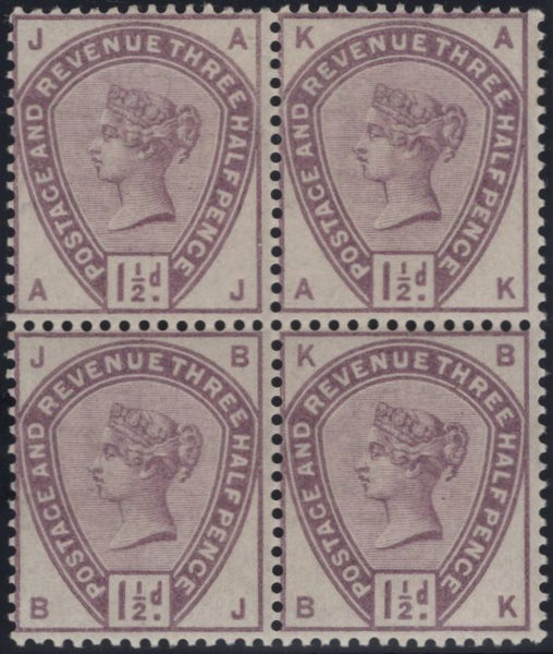 141788 1884 1½D LILAC (SG188) UNUSED BLOCK OF FOUR, VERY FINE O.G.