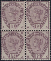 141788 1884 1½D LILAC (SG188) UNUSED BLOCK OF FOUR, VERY FINE O.G.