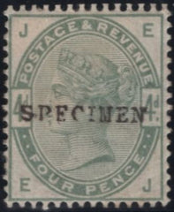 141792 1884 4D DULL GREEN 'SPECIMEN' TYPE 9 (SG192s) SMALL PART O.G.
