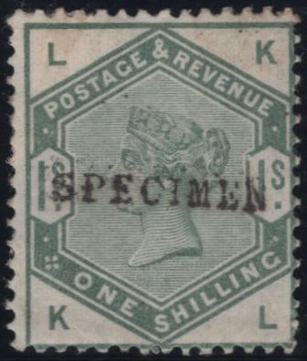 141793 1884 1S DULL GREEN 'SPECIMEN' TYPE 9 (SG196s), SMALL PART O.G.