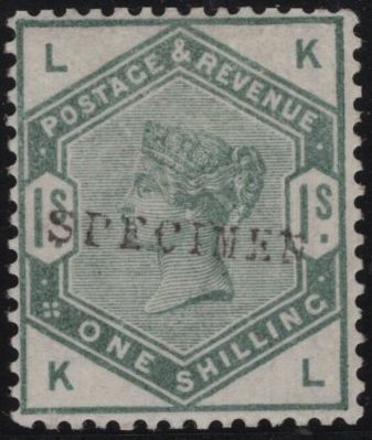 141794 1884 1S DULL GREEN 'SPECIMEN' TYPE 9 (SG196s) GOOD TO FINE O.G.