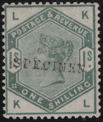 141794 1884 1S DULL GREEN 'SPECIMEN' TYPE 9 (SG196s) GOOD TO FINE O.G.