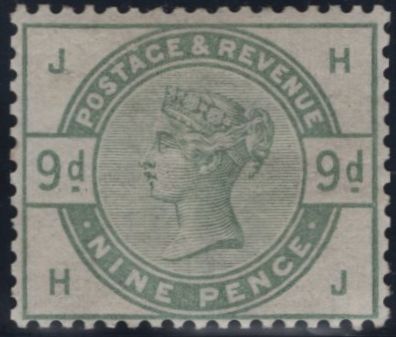 141802 1883 9D DULL GREEN (SG195) GOOD TO FINE O.G.